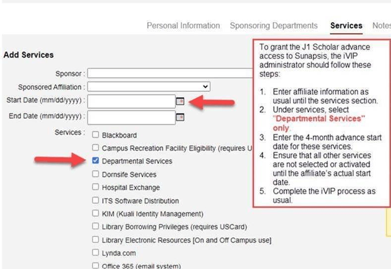 As seen below, only select the “Departmental Services” checkbox.