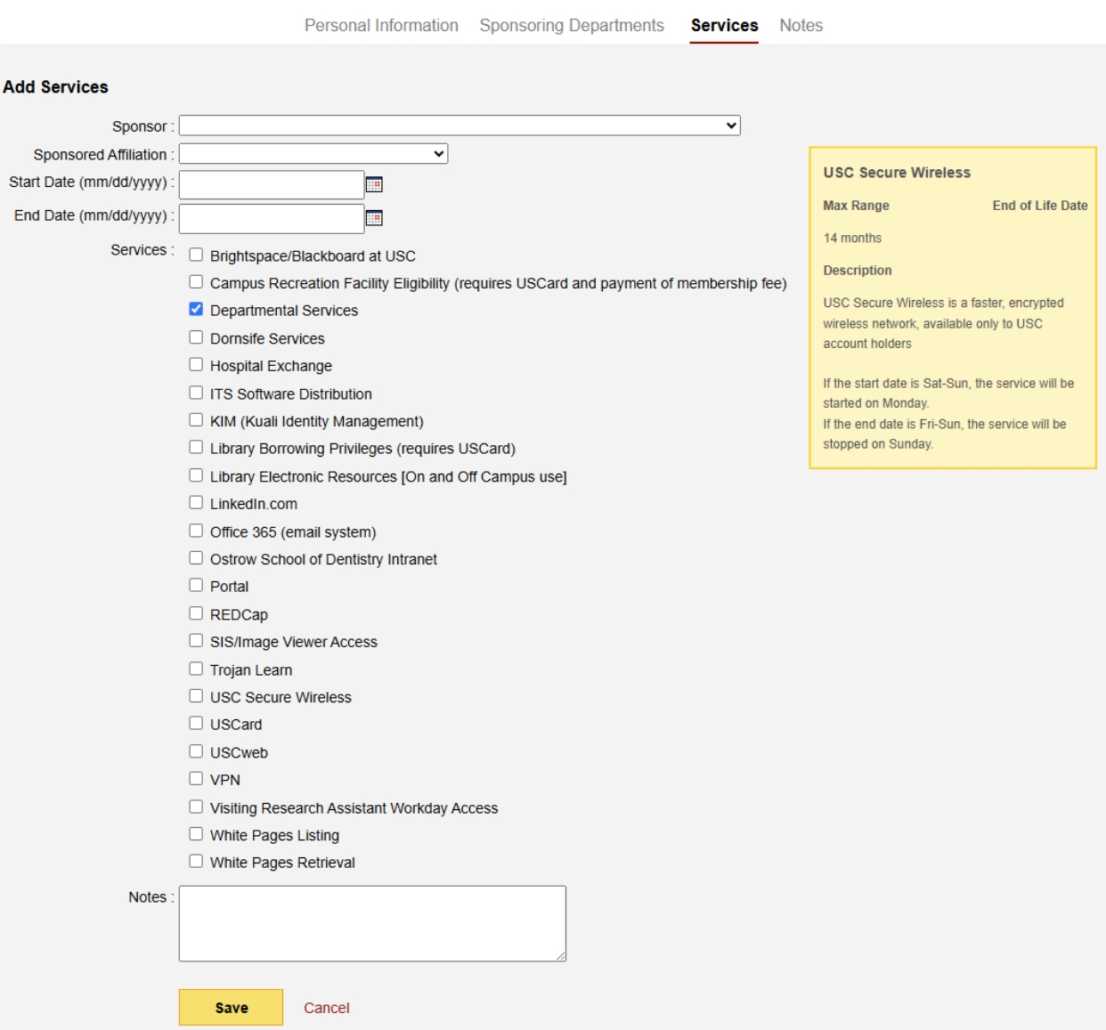 USC iVIP system screenshot